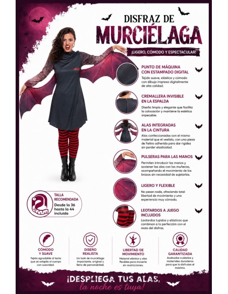 Déguisement de chauve-souris Taille M Neuf | Costumes pour Adultes Le Roi du Carnaval